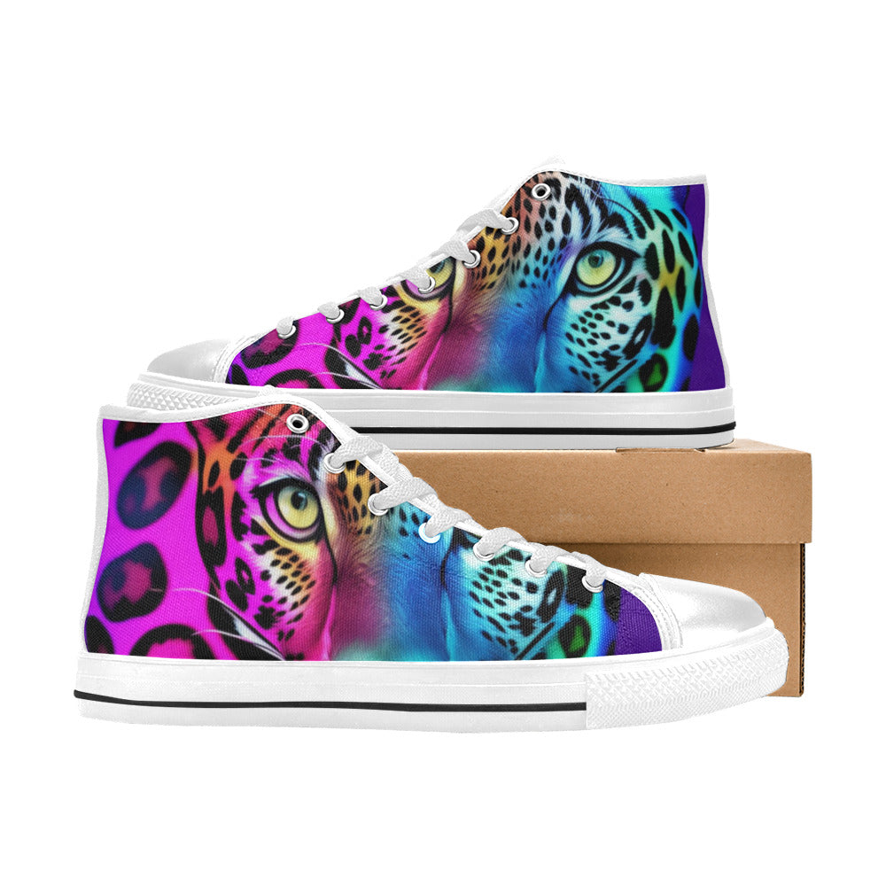 MEN'S Colored Leopard Print Art High Top Canvas Vivid Shoes