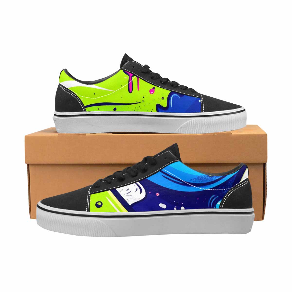 WOMEN'S Acid Wash Cartoon Canvas Lace-Up Dark Academia Custom Sneakers