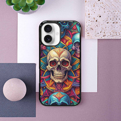 iPhone 16 Case — Sacred Geometry Lots Of Skulls Seamless, Custom Printed Phone Case