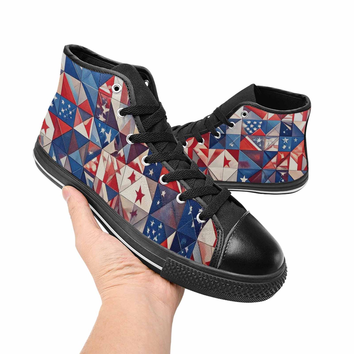 MEN'S American Flag Stars High Top Canvas Vivid Custom Sneakers