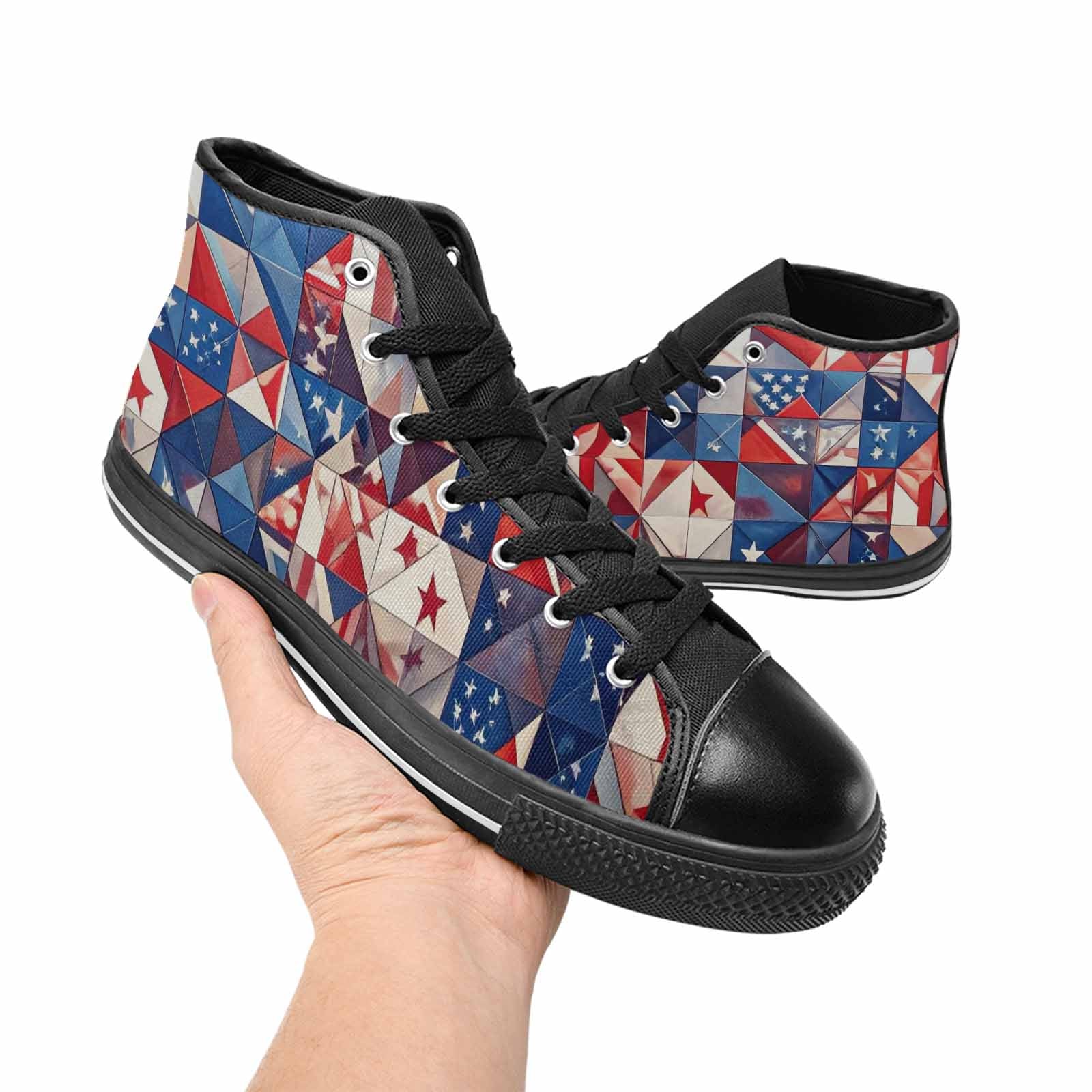 MEN'S American Flag Stars High Top Canvas Vivid Custom Sneakers