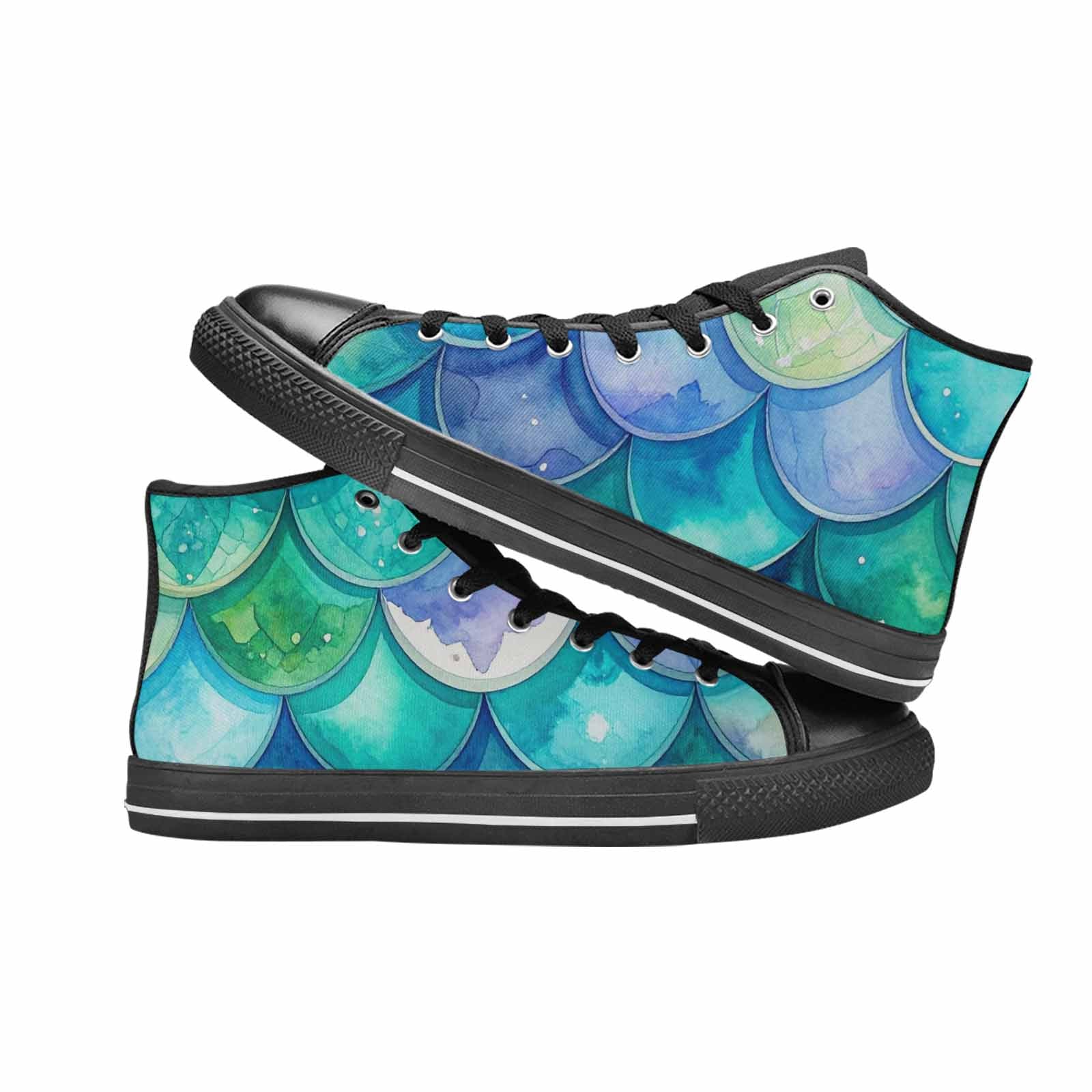 WOMEN'S Mermaid Scale High Top Canvas Y2K Custom Shoes