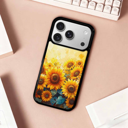 iPhone 17 Pro Case — Full Color Vibrant Sunflower Burst Floral, Custom Art Phone Cover