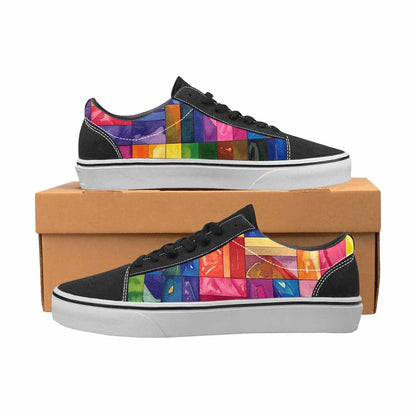 WOMEN'S Transgender Flag Color Canvas Lace-Up Neon Fantasy Sneakers