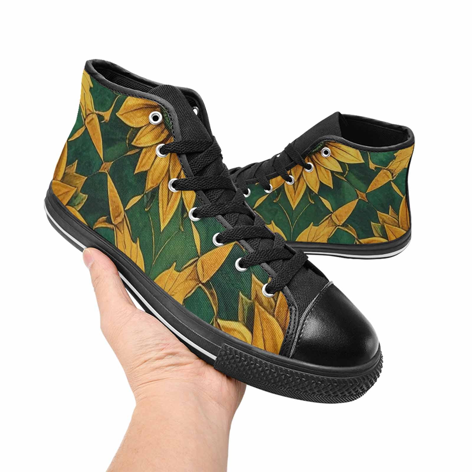 WOMEN'S Sunflower Mandala Kaleidoscope High Top Canvas Cottagecore Custom Shoes