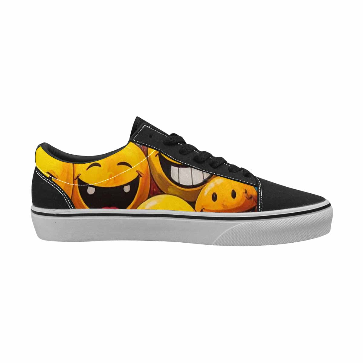 WOMEN'S Melting Moon Smiley — Lace-Up Canvas Grunge Custom Shoes