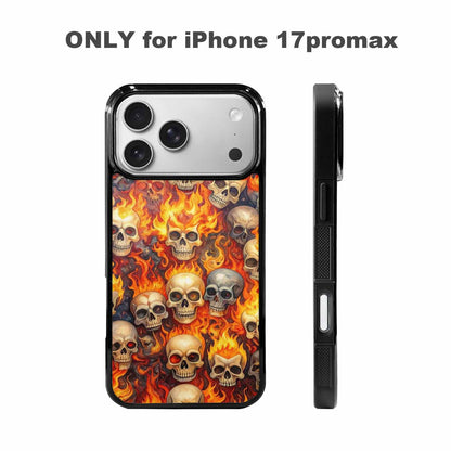 iPhone 17 Pro Max Case — Skulls Flaming Skulls Small Gothic Skulls, Custom Print Case Cover