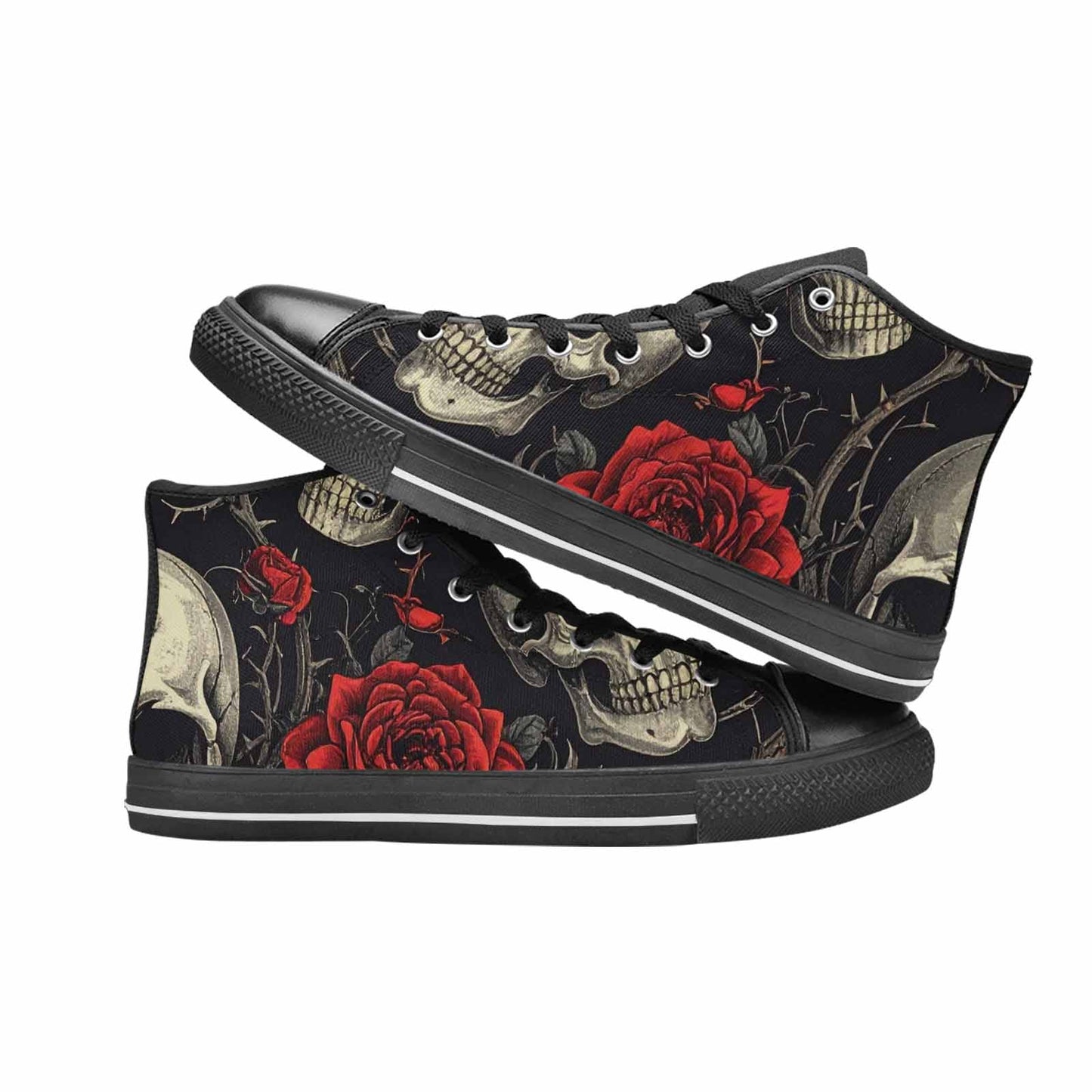 WOMEN'S Gothic Skulls Roses High Top Canvas Y2K Shoes
