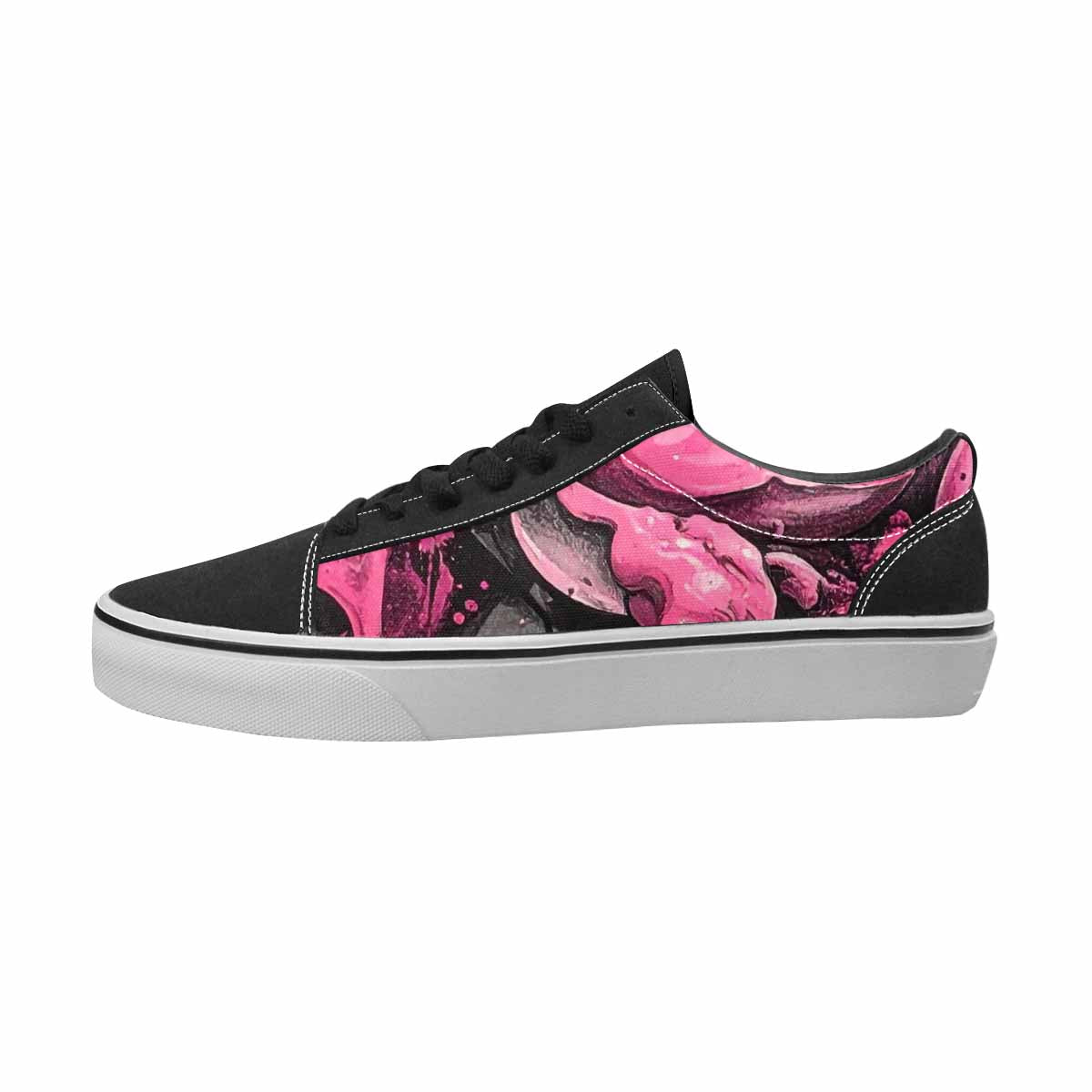 WOMEN'S Ice Cream Black & Pink Ink Canvas Artist-designed Vibrant Chaos Custom Art Shoes