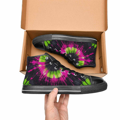 MEN'S Acid Wash Tie Dye Neon High Top Canvas Wallpaper Art Custom Shoes