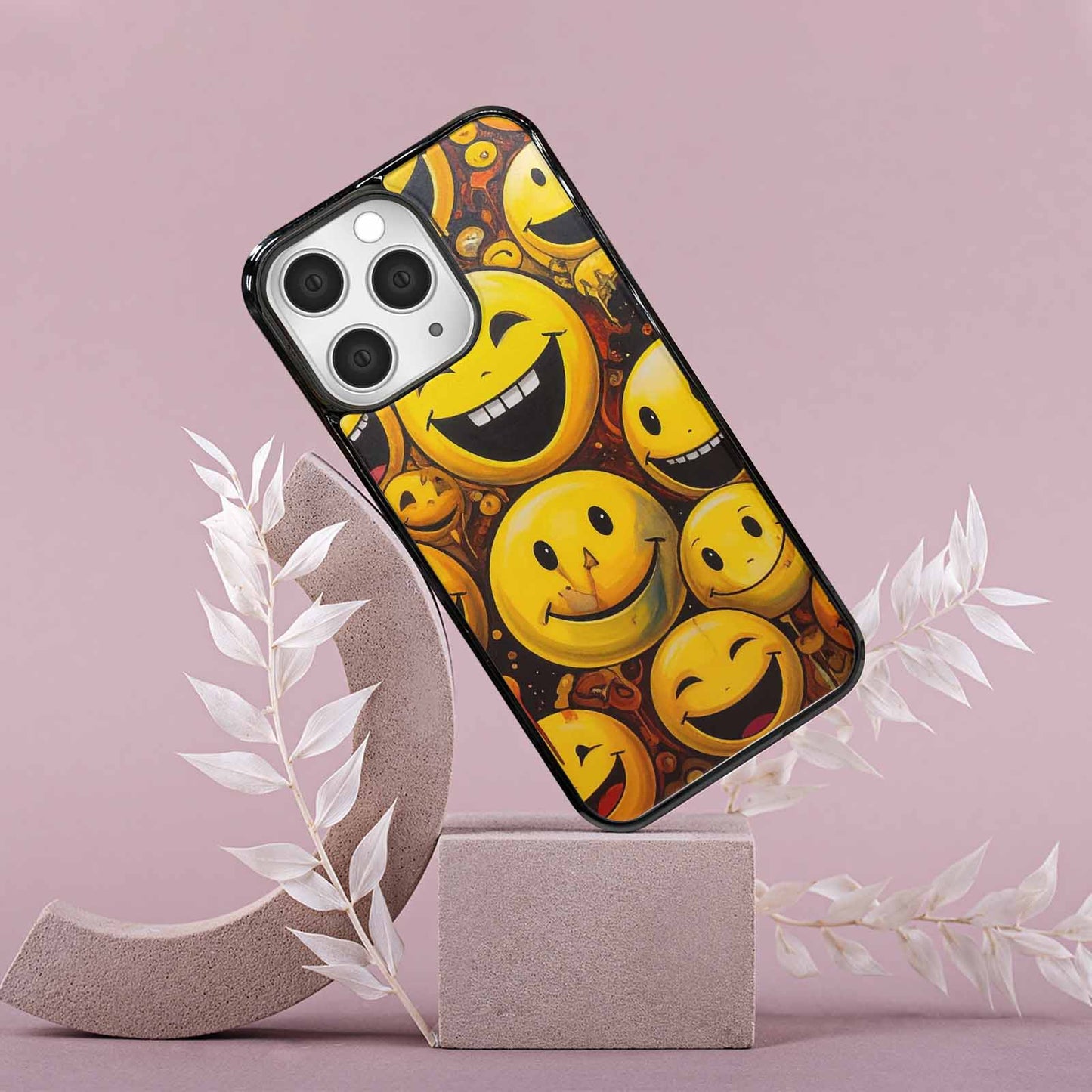 iPhone 15 Pro Max Case — Melting Moon Smiley Red Splatt Ipd, Custom Designed Case Cover