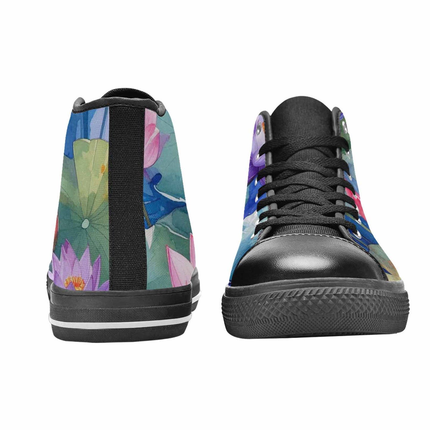 MEN'S Monet-Style Impressionist Water High Top Canvas Vibrant Chaos Custom Shoes