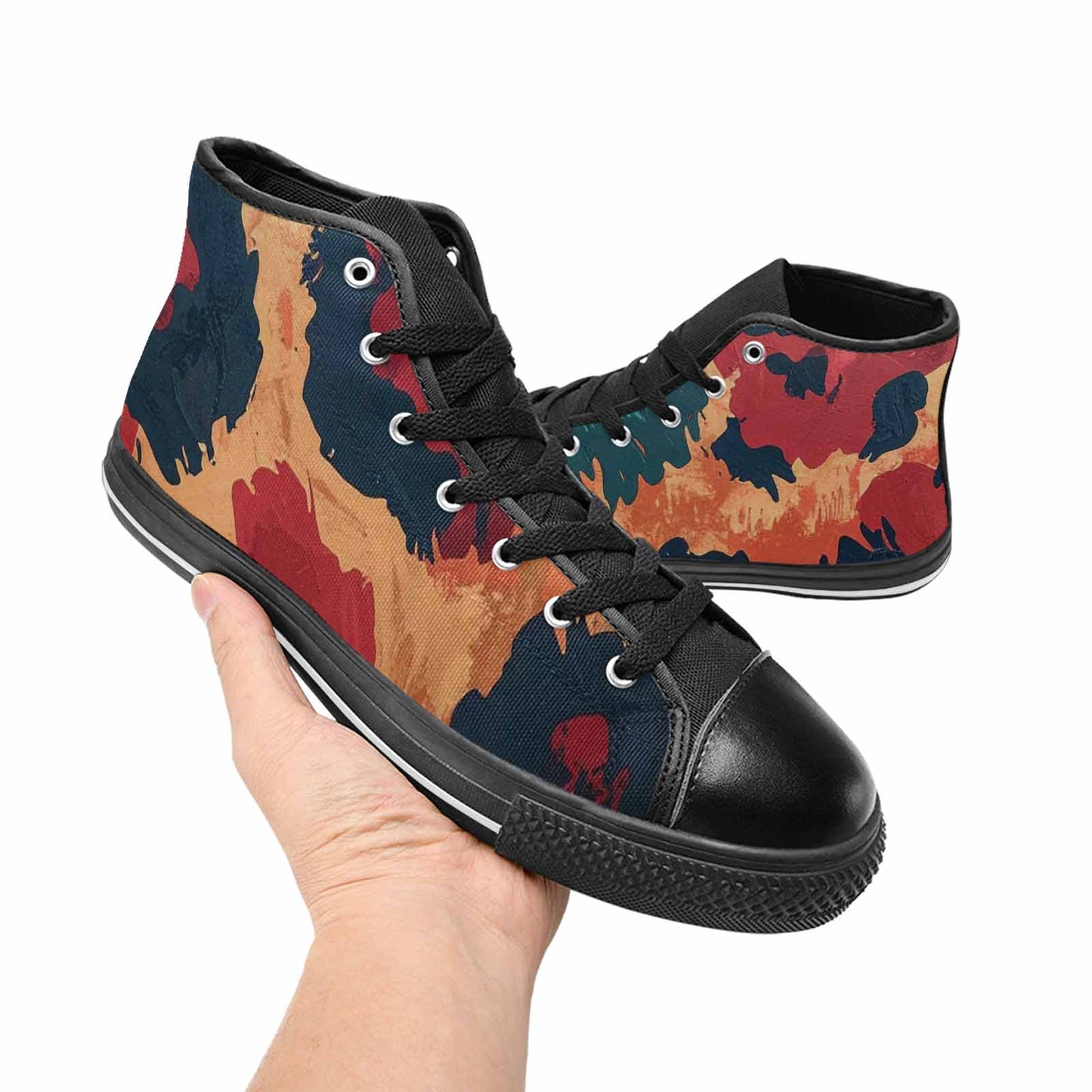 MEN'S Leopard Wallpaper Print High Top Canvas Grunge Custom Sneakers