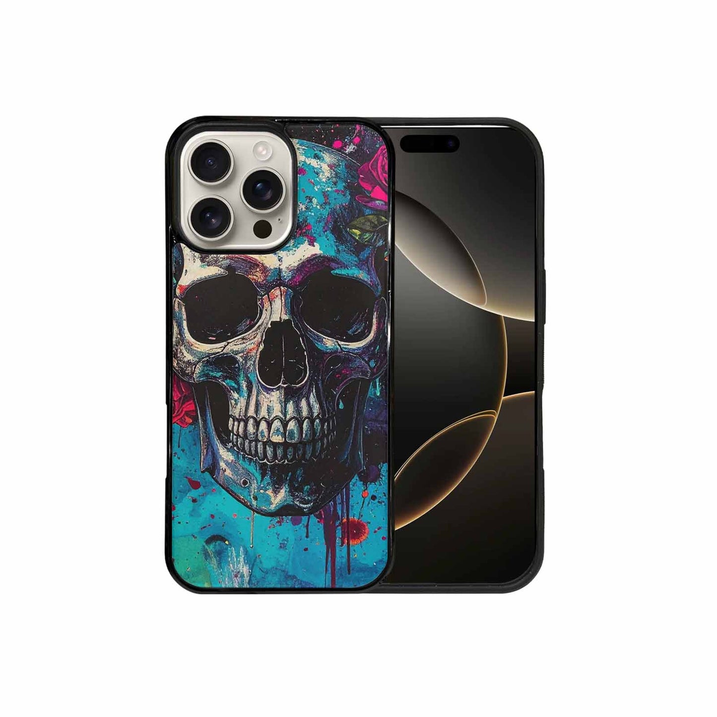 iPhone 16 Pro Max Case — Skulls Roses Acid Wash Custom, Custom Designed Case Cover