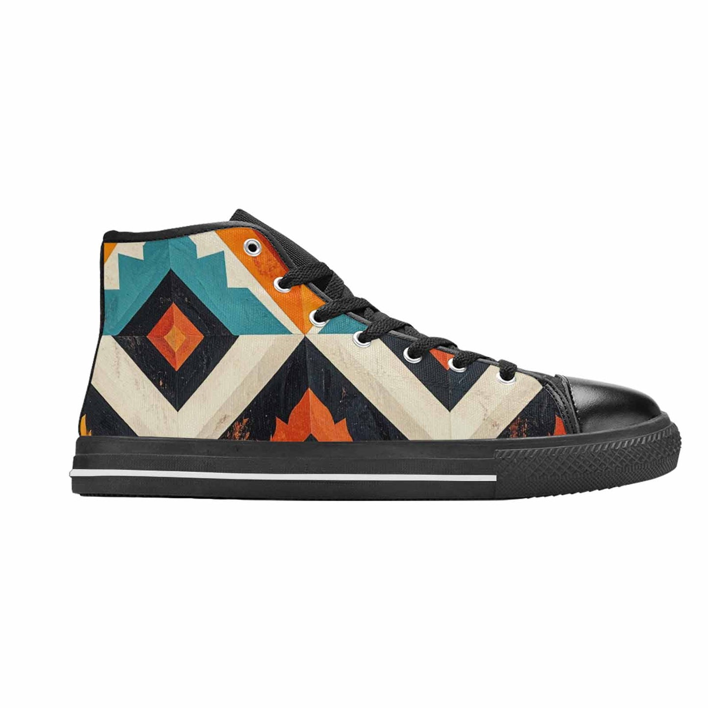 MEN'S Southwestern Geometric Diamond High Top Canvas Neon Fantasy Shoes