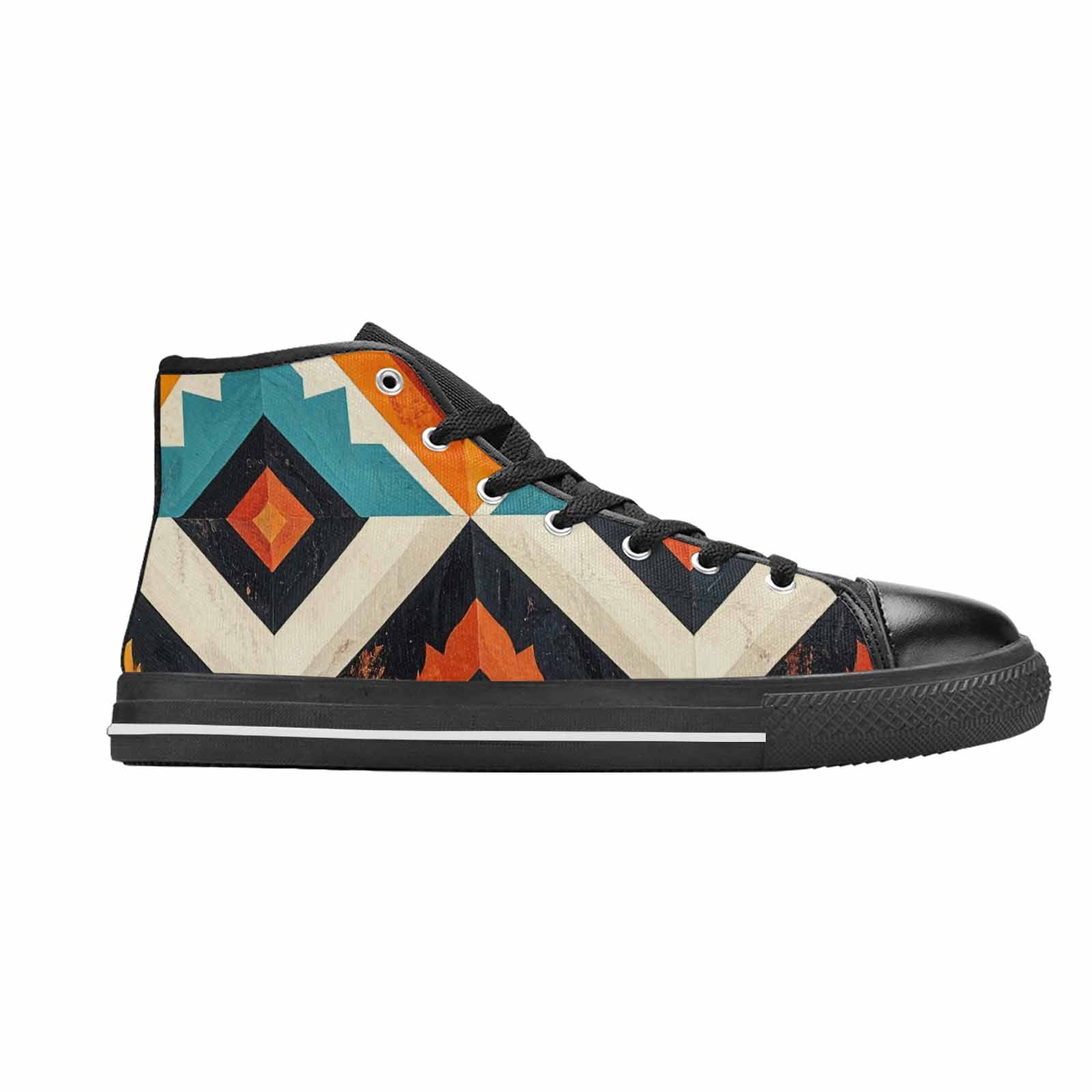 MEN'S Southwestern Geometric Diamond High Top Canvas Neon Fantasy Shoes