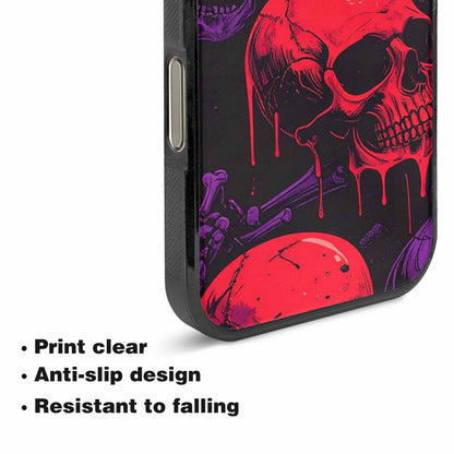 iPhone 16 Pro Max Case — Red Purple Skeletons Neon Drip Melting, Personalized Phone Case