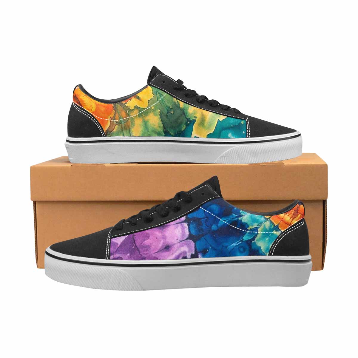 WOMEN'S Tie Lace-Up Canvas Melting Art Custom Sneakers