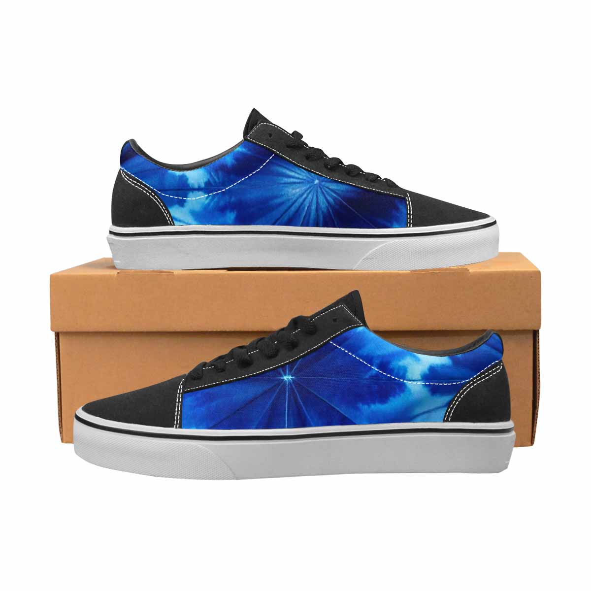 MEN'S Tie Dye Shibori Indigo Canvas Lace-Up Aesthetic Custom Shoes