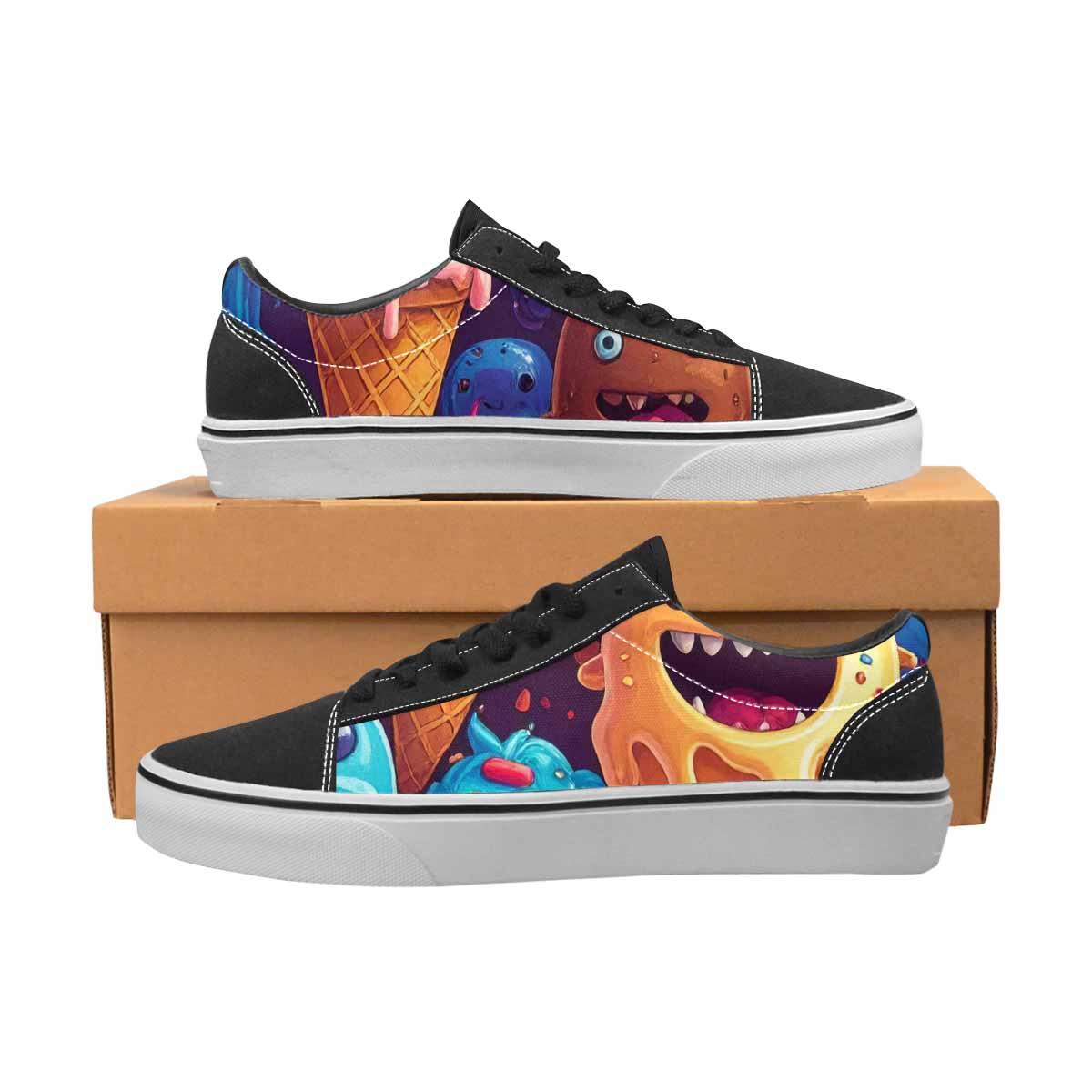 WOMEN'S Melting Ice Cream Monster Lace-Up Canvas Grunge Shoes