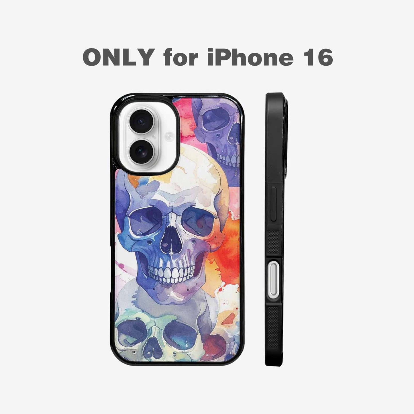 iPhone 16 Case — Kulls Watercolor Skulls Small Skull Pattern, Custom Print Case Cover