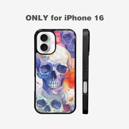 iPhone 16 Case — Kulls Watercolor Skulls Small Skull Pattern, Custom Print Case Cover