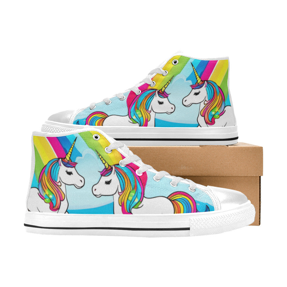 WOMEN'S Abstract Unicorns Art High Top Canvas Aesthetic Sneakers