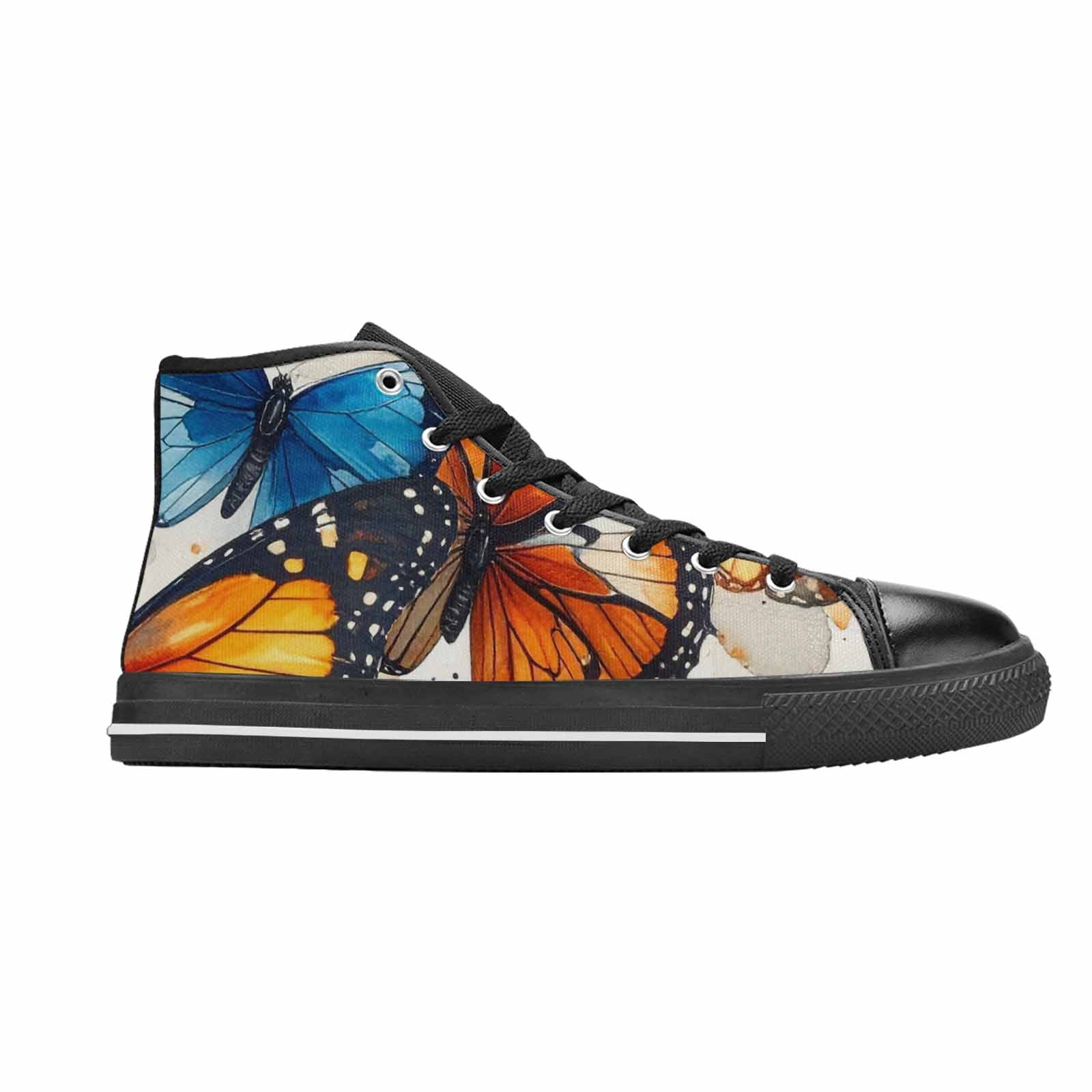 MEN'S Butterfly Wing High Top Canvas Neon Fantasy Custom Sneakers