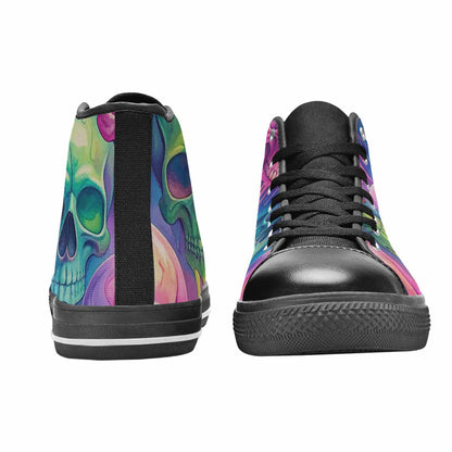 WOMEN'S Candy Color Dripping Skulls High Top Canvas Surreal Shoes