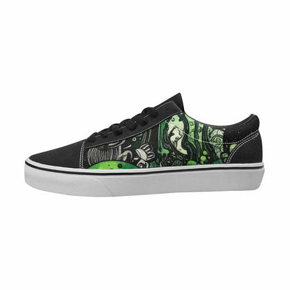 MEN'S Sea Creatures Black & Green Ink Canvas Custom Design Kaleidoscope Custom Printed Shoes