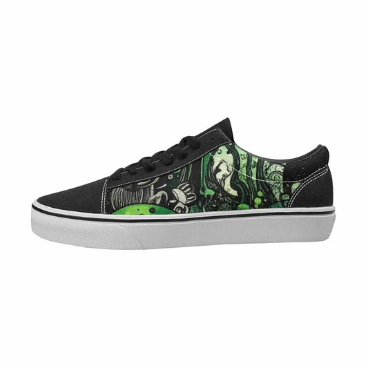 MEN'S Sea Creatures Black & Green Ink Canvas Custom Design Kaleidoscope Custom Printed Shoes