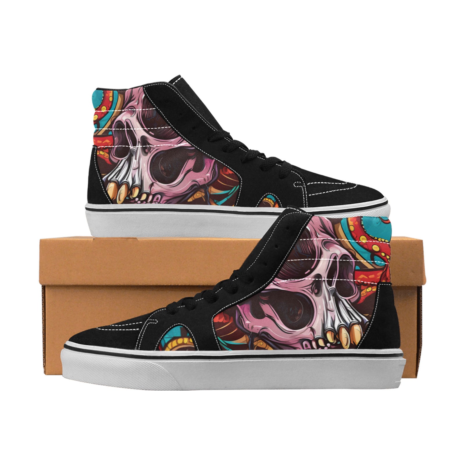 WOMEN'S Tentacles Skull High Top Skateboarding Grunge Sneakers