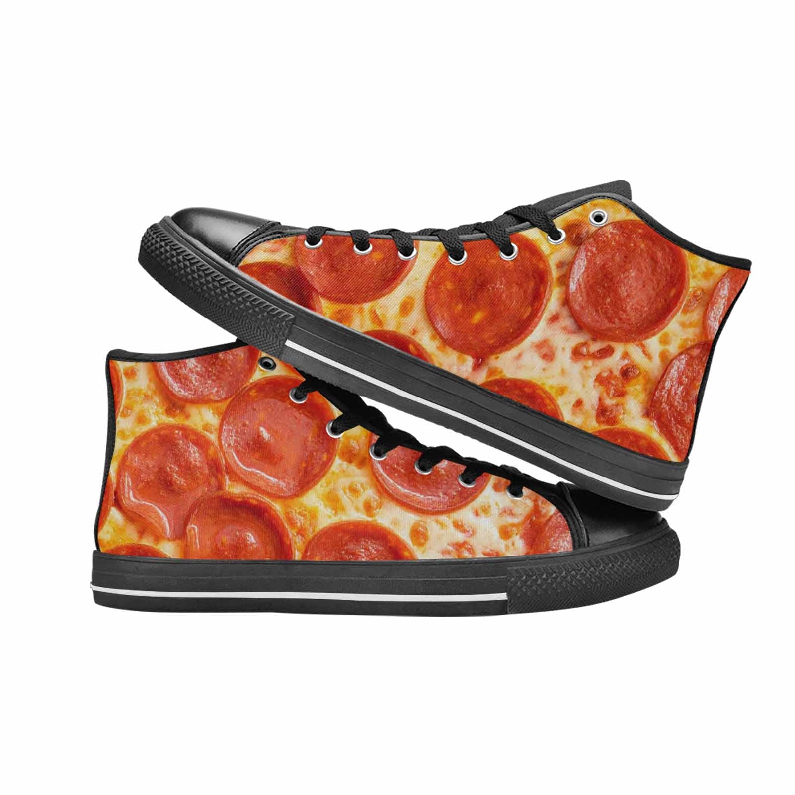 MEN'S Pepperoni Pizza Print High Top Canvas Grunge Sneakers