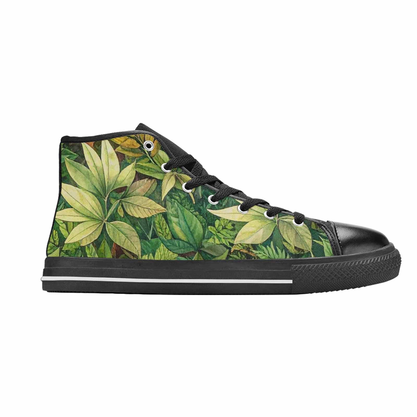 WOMEN'S Seven-Point Palmate Leaf High Top Canvas Wallpaper Art Custom Shoes