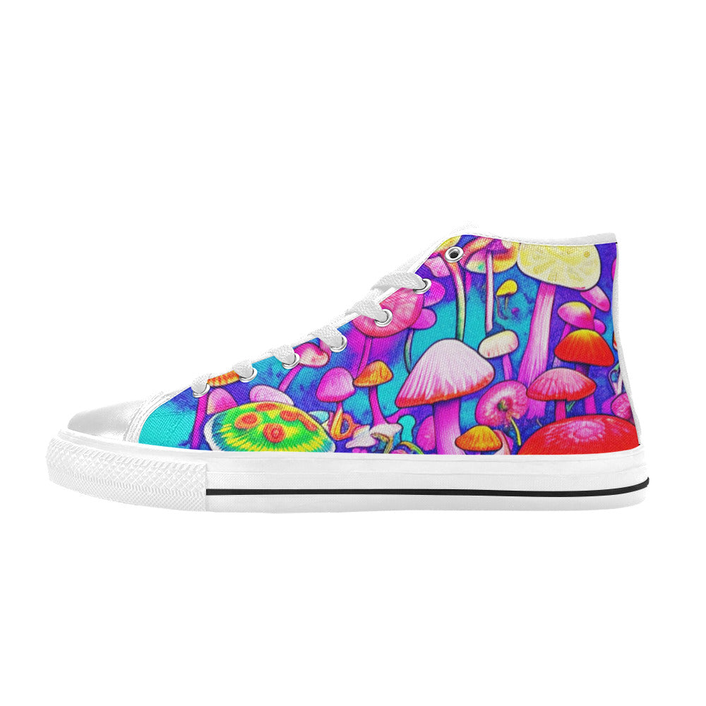 WOMEN'S Colorful Mushrooms Art Vibes High Top Canvas Wallpaper Art Shoes
