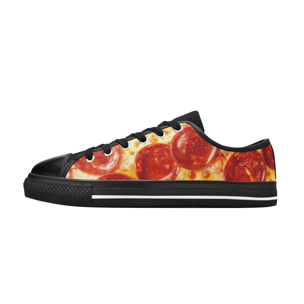 KIDS' Pepperoni Pizza Low Top Canvas Vibrant Chaos Custom Shoes