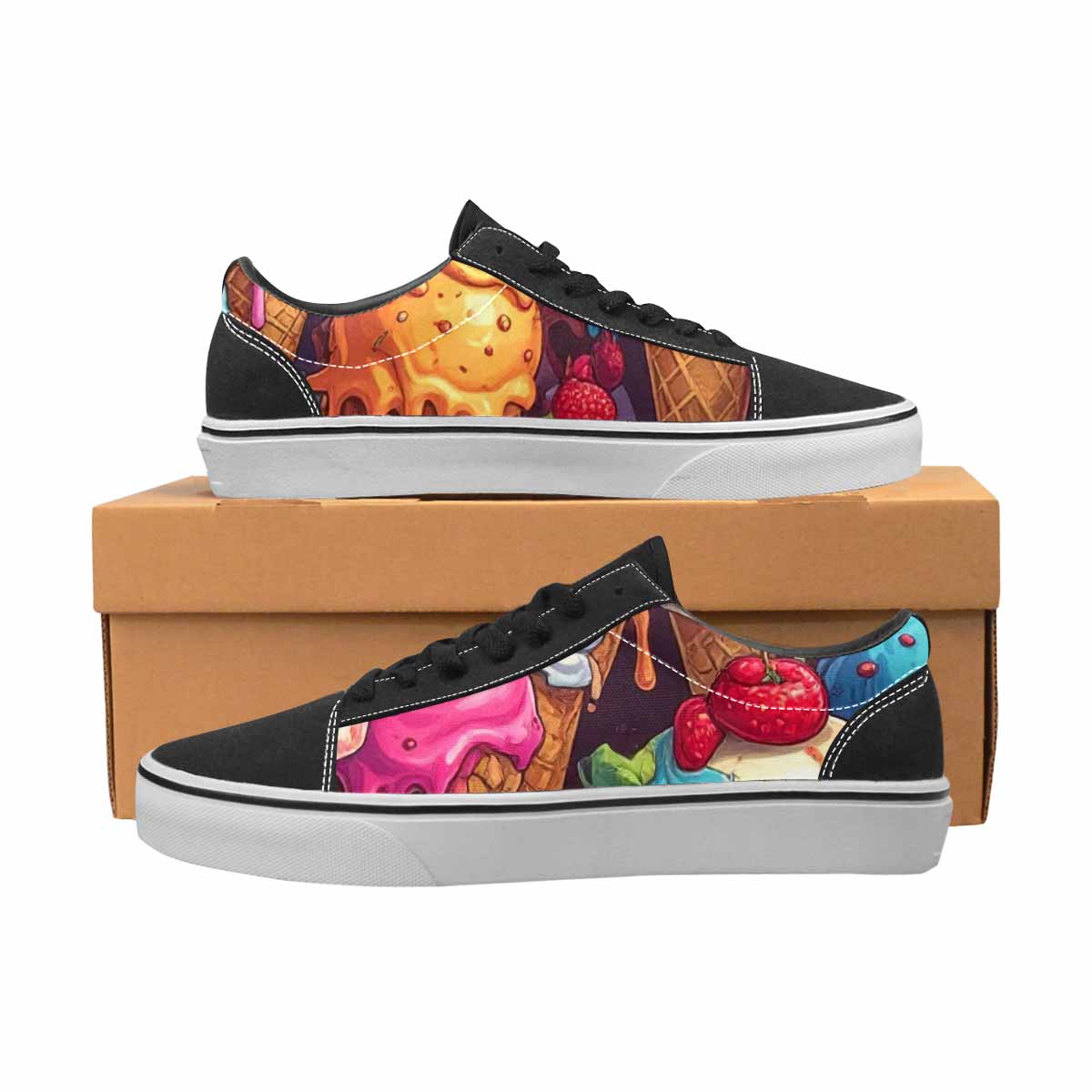 WOMEN'S Ice Cream Monsters  Lace-Up Canvas Dark Academia Custom Sneakers