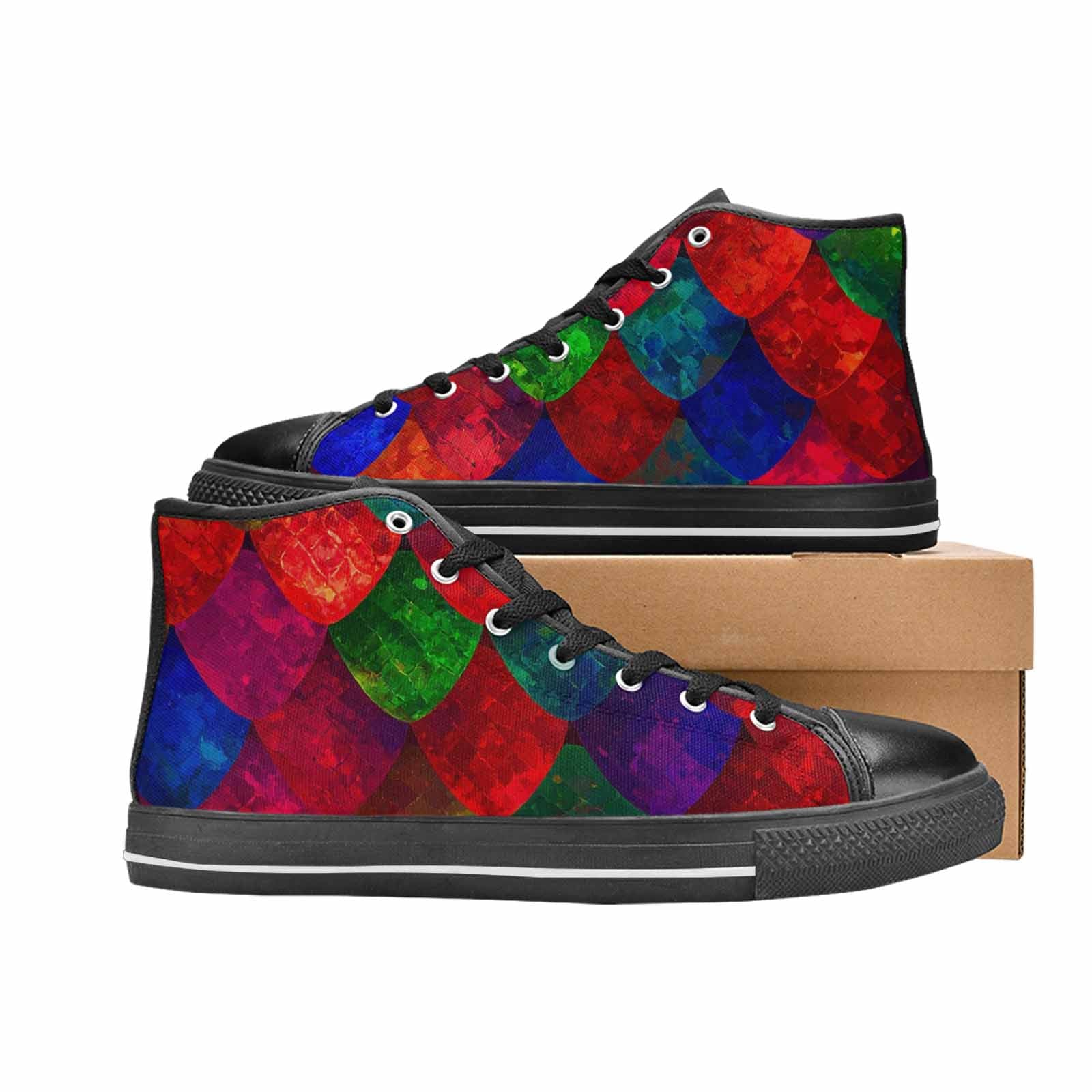 MEN'S Dark Snake Print High Top Canvas Aesthetic Shoes