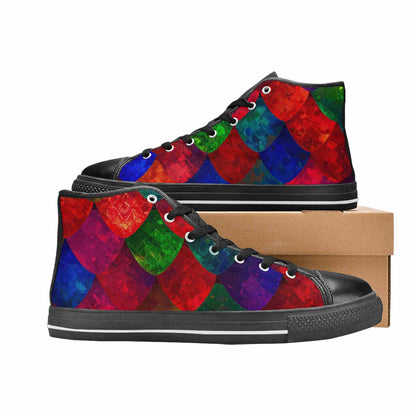 MEN'S Dark Snake Print High Top Canvas Aesthetic Shoes