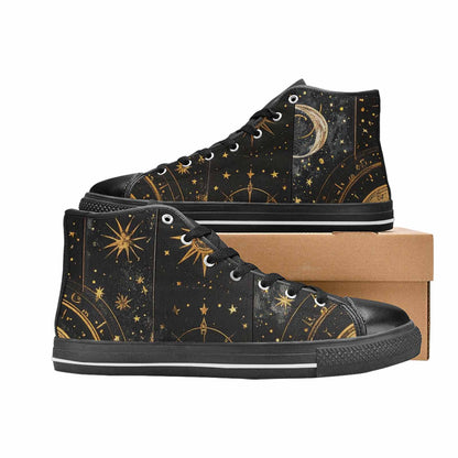 MEN'S Zodiac Constellation Star High Top Canvas Wallpaper Art Shoes
