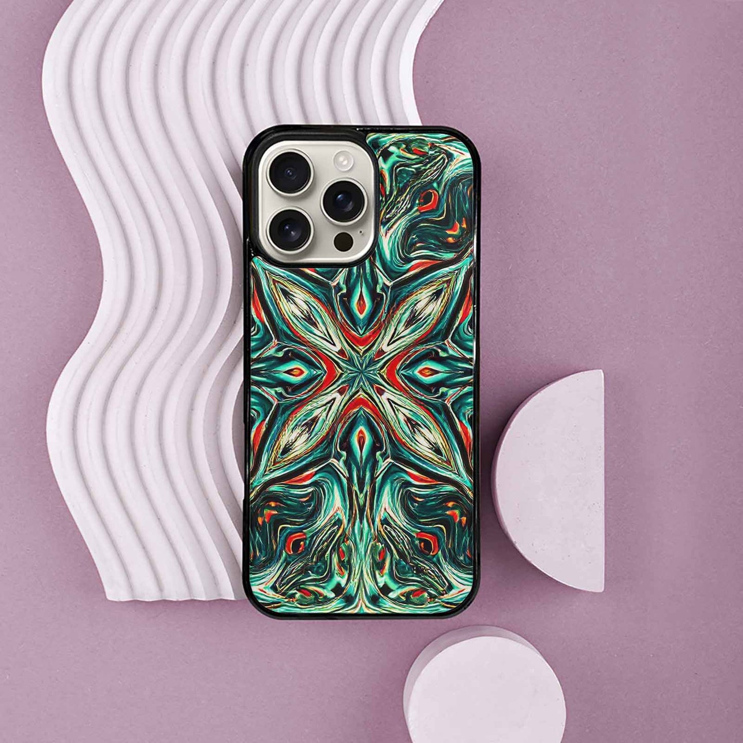 iPhone 16 Pro Max Case — Holographic Tribal Blaze, Custom Made Phone Cover