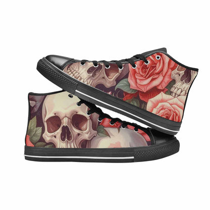 WOMEN'S Skulls Roses Soft Airbrush High Top Canvas Cottagecore Custom Shoes