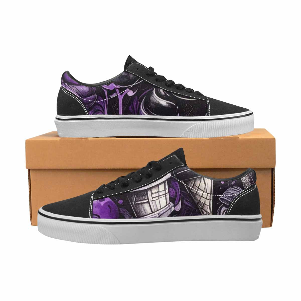 WOMEN'S Ice Cream Motif Lace-Up Canvas Vivid Custom Sneakers
