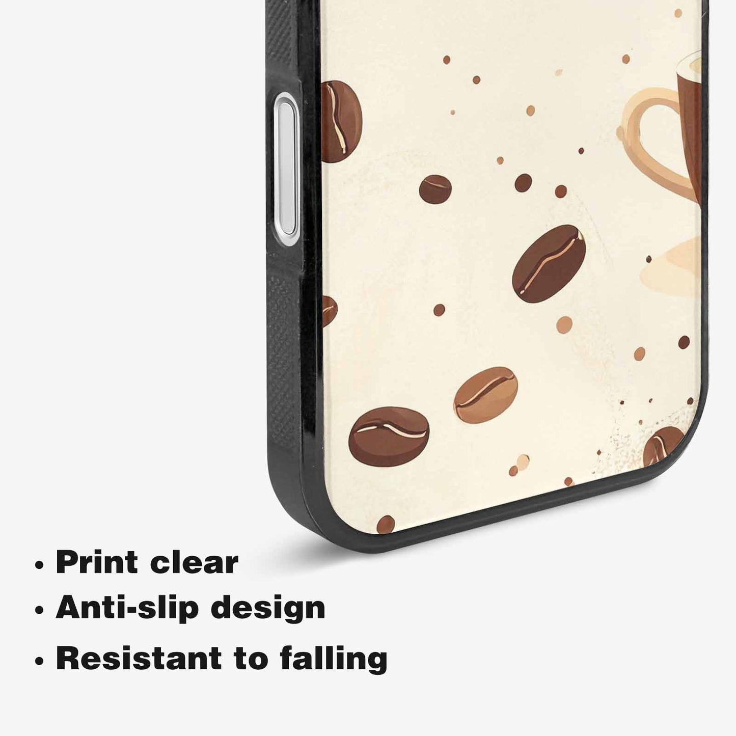 iPhone 16 Plus Case — Coffee Cup And Bean Pattern Seamless, Customized Protective Case