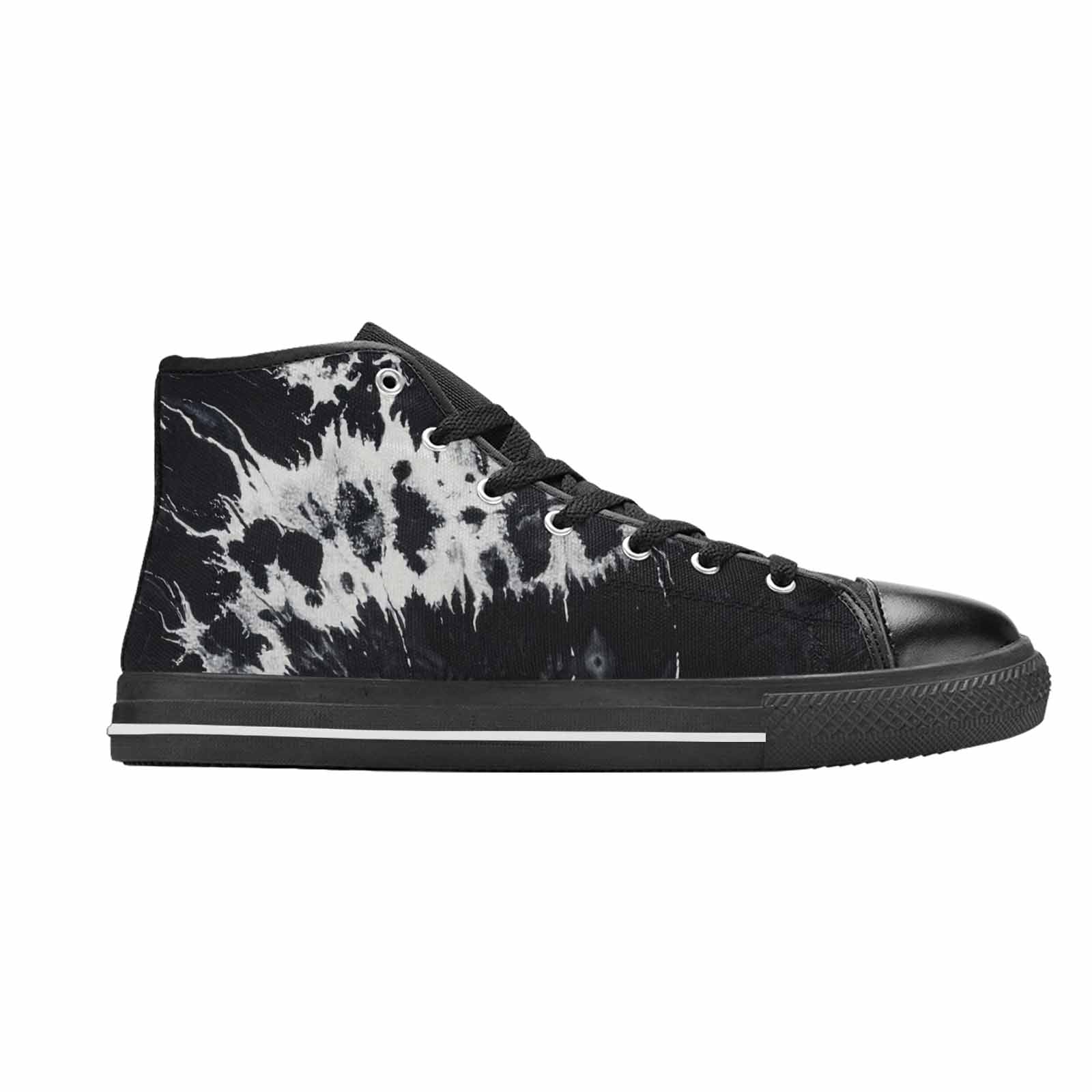 WOMEN'S Black White Animal Print High Top Canvas Wallpaper Art Sneakers