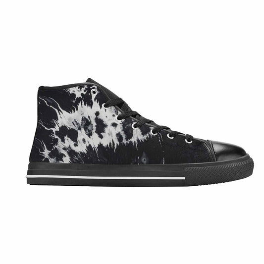 WOMEN'S Black White Animal Print High Top Canvas Wallpaper Art Sneakers