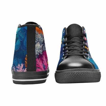 WOMEN'S Fish Scale Coral High Top Canvas Surreal Sneakers