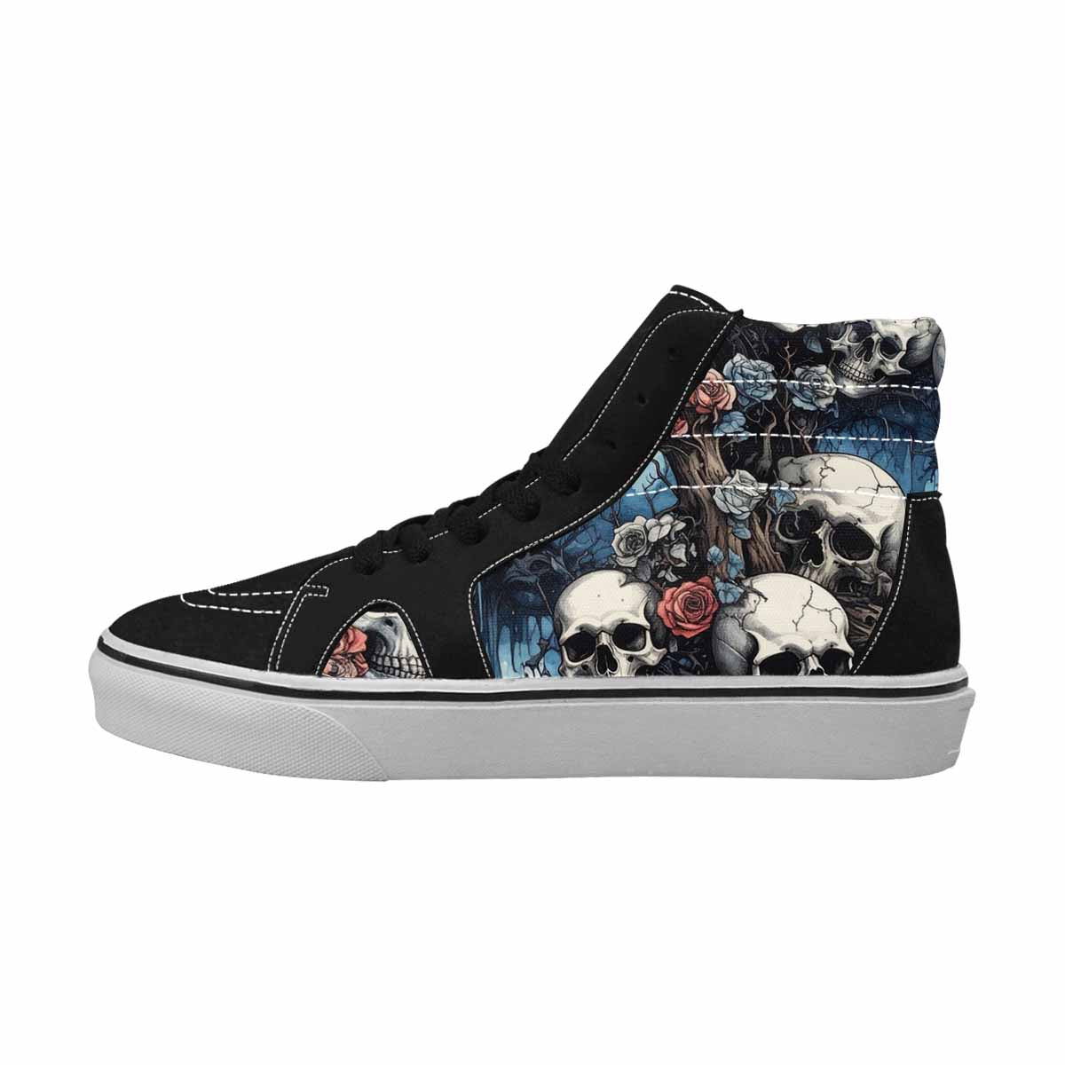 MEN'S Skull Roses High Top Canvas Kaleidoscope Custom Sneakers