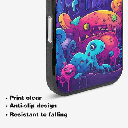 iPhone 16 Case — Overlapping Endlessly No Empty Space Monsters, Custom Printed Phone Case