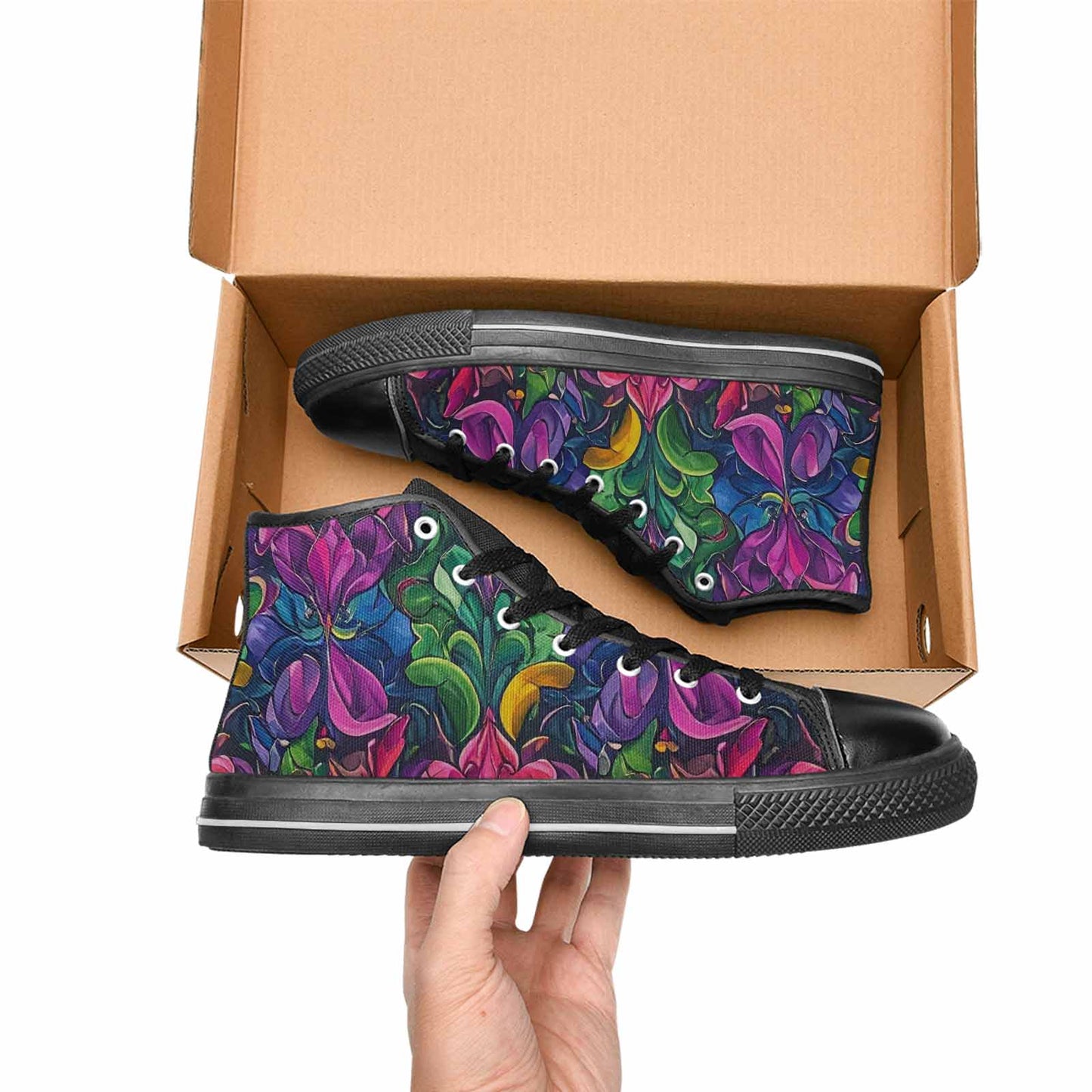 MEN'S Polysexual Flag Color High Top Canvas Wallpaper Art Custom Shoes